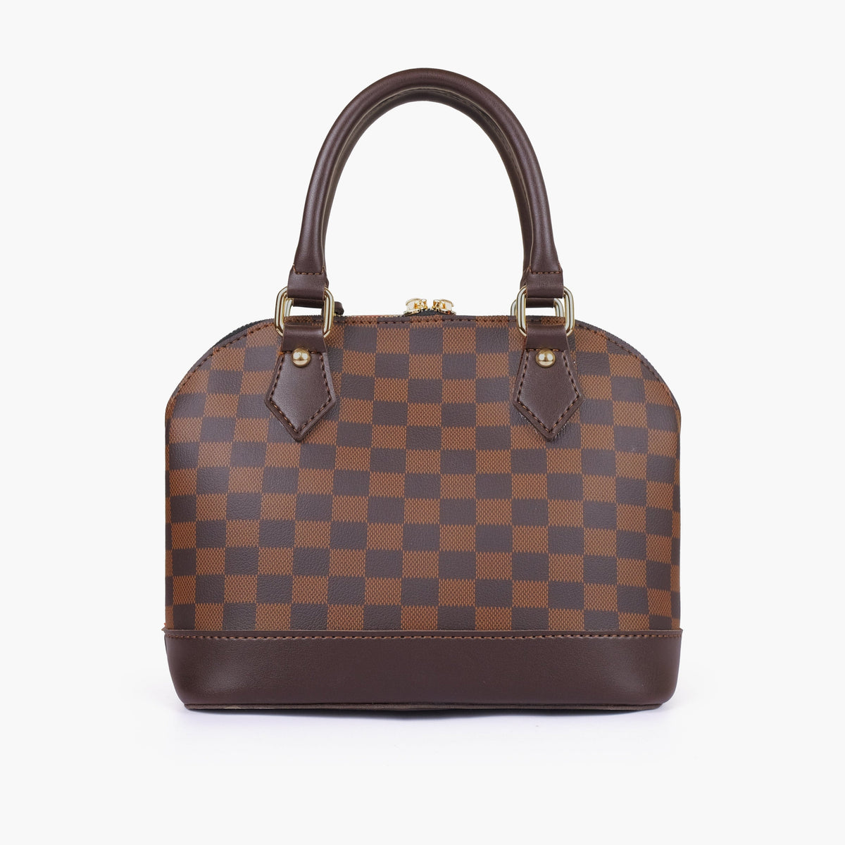 Dark brown dome satchel handbag