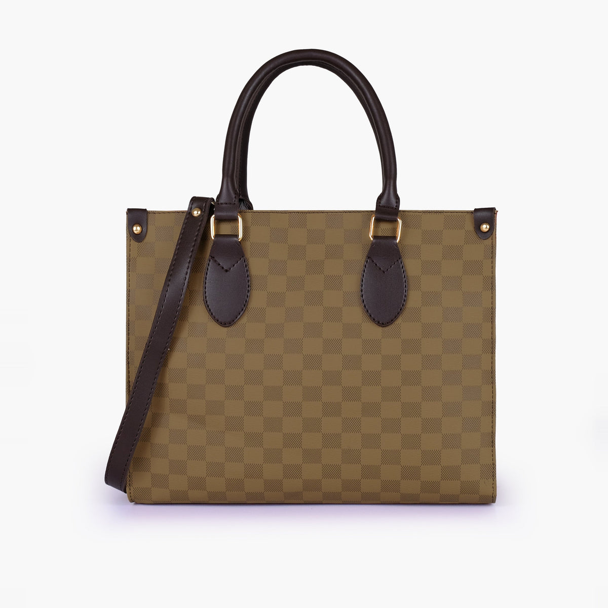 Brown checkered everywear handbag