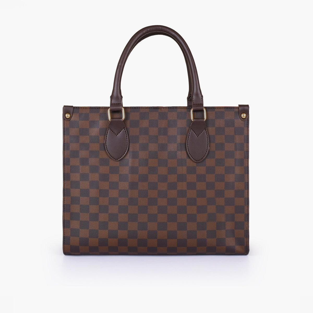 Dark brown checkered everywear handbag