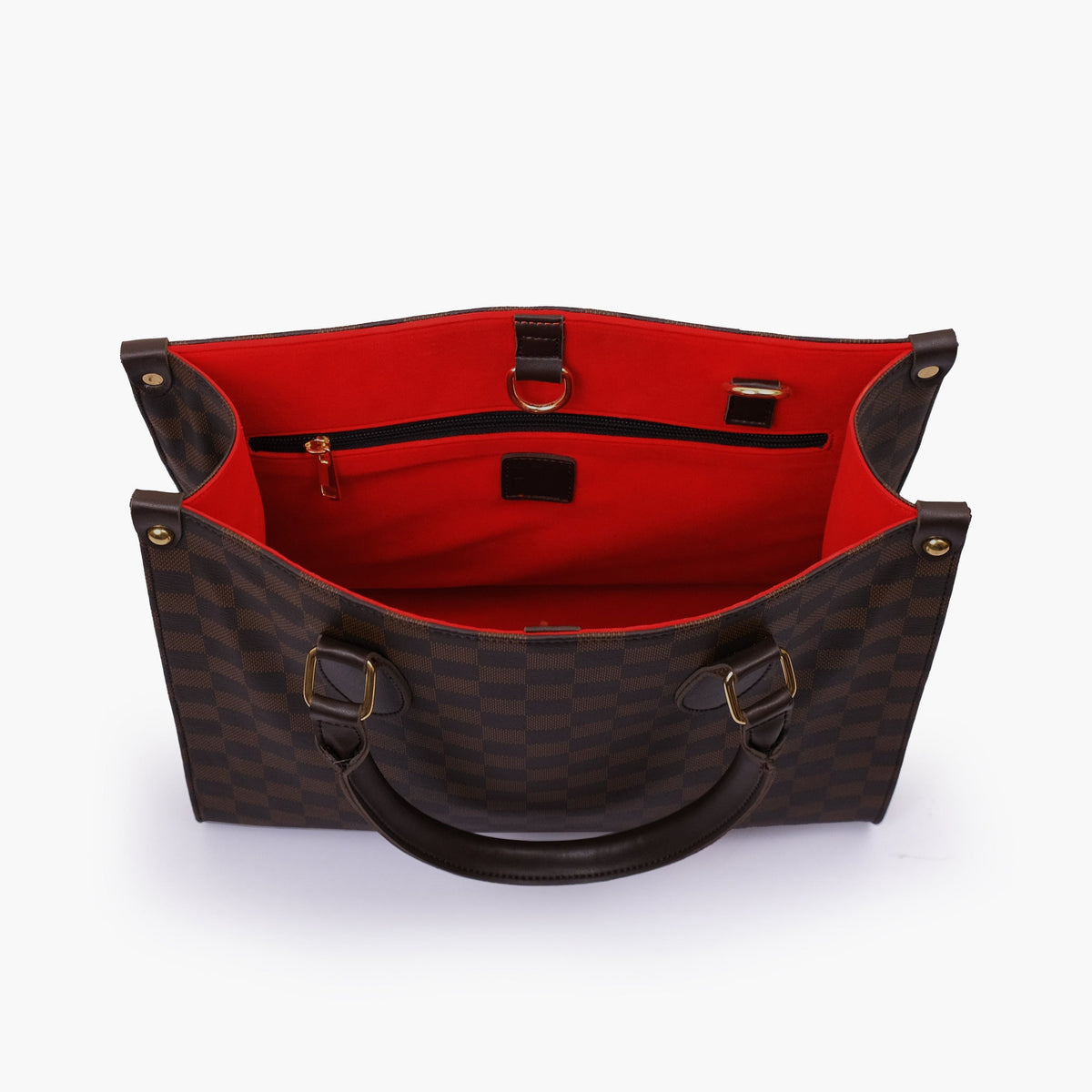 Dark brown checkered everywear handbag