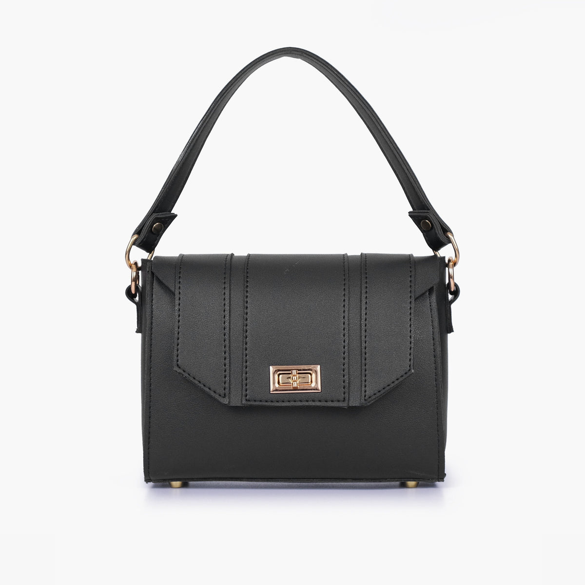 Black compact top-handle cross-body bag
