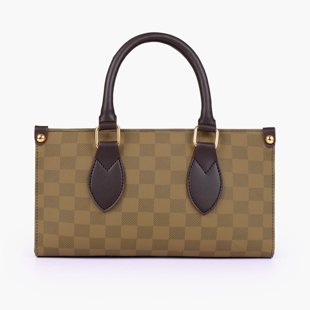 Brown checkered on-the-go mini bag