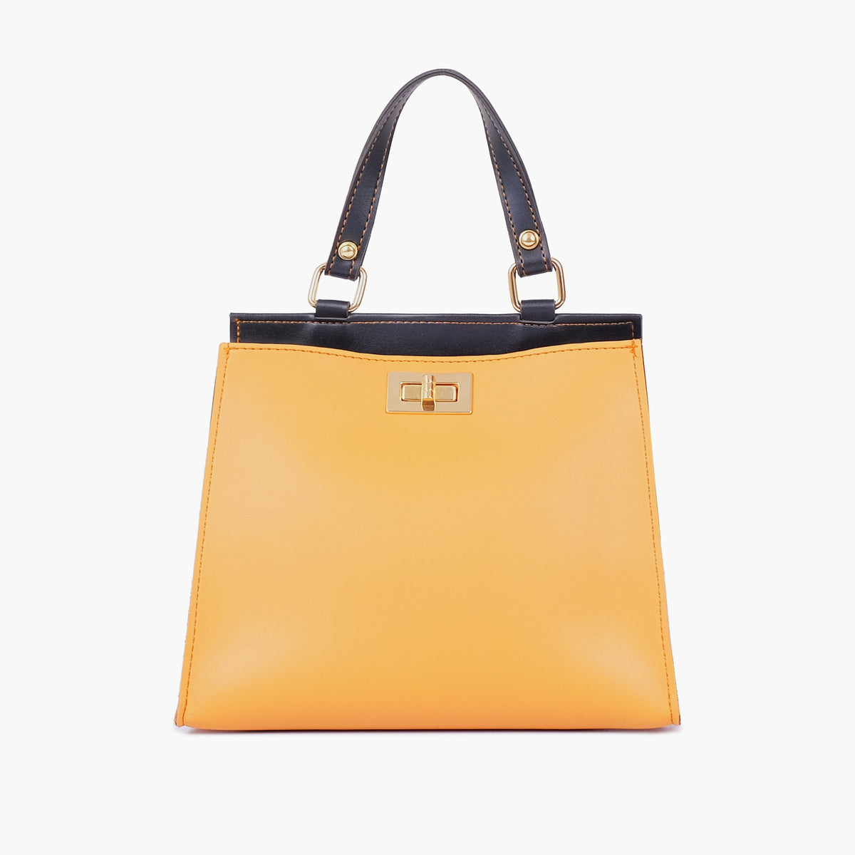 Mustard front lock top-handle mini bag