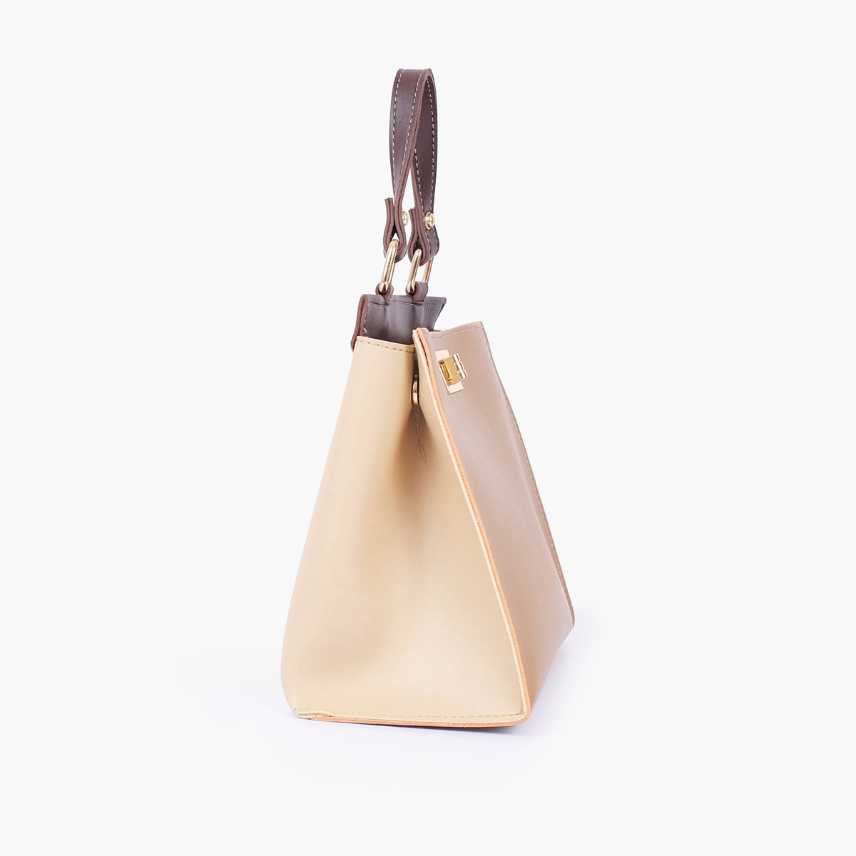 Coffee front lock top-handle mini bag