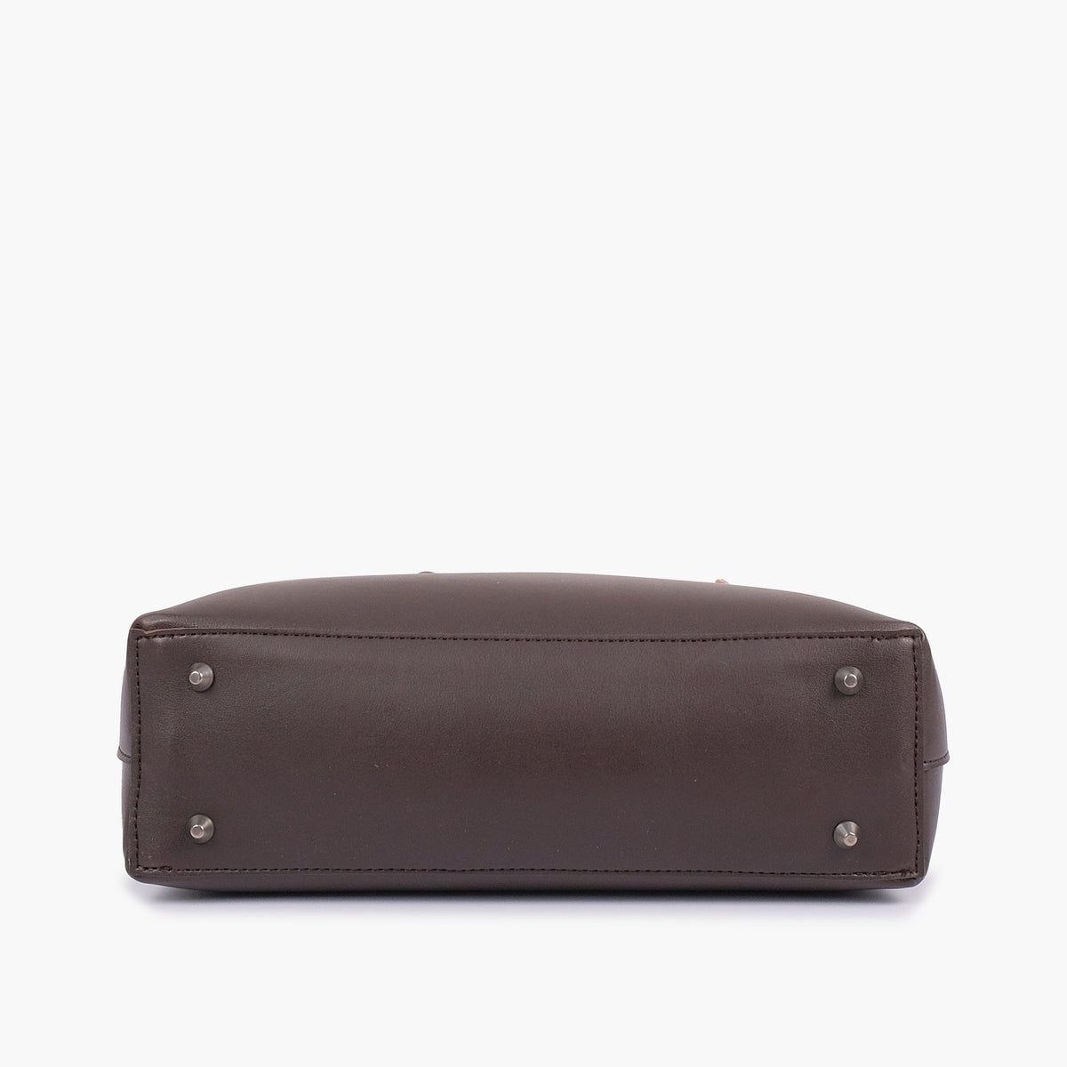 Dark brown tote bag with detachable pouch