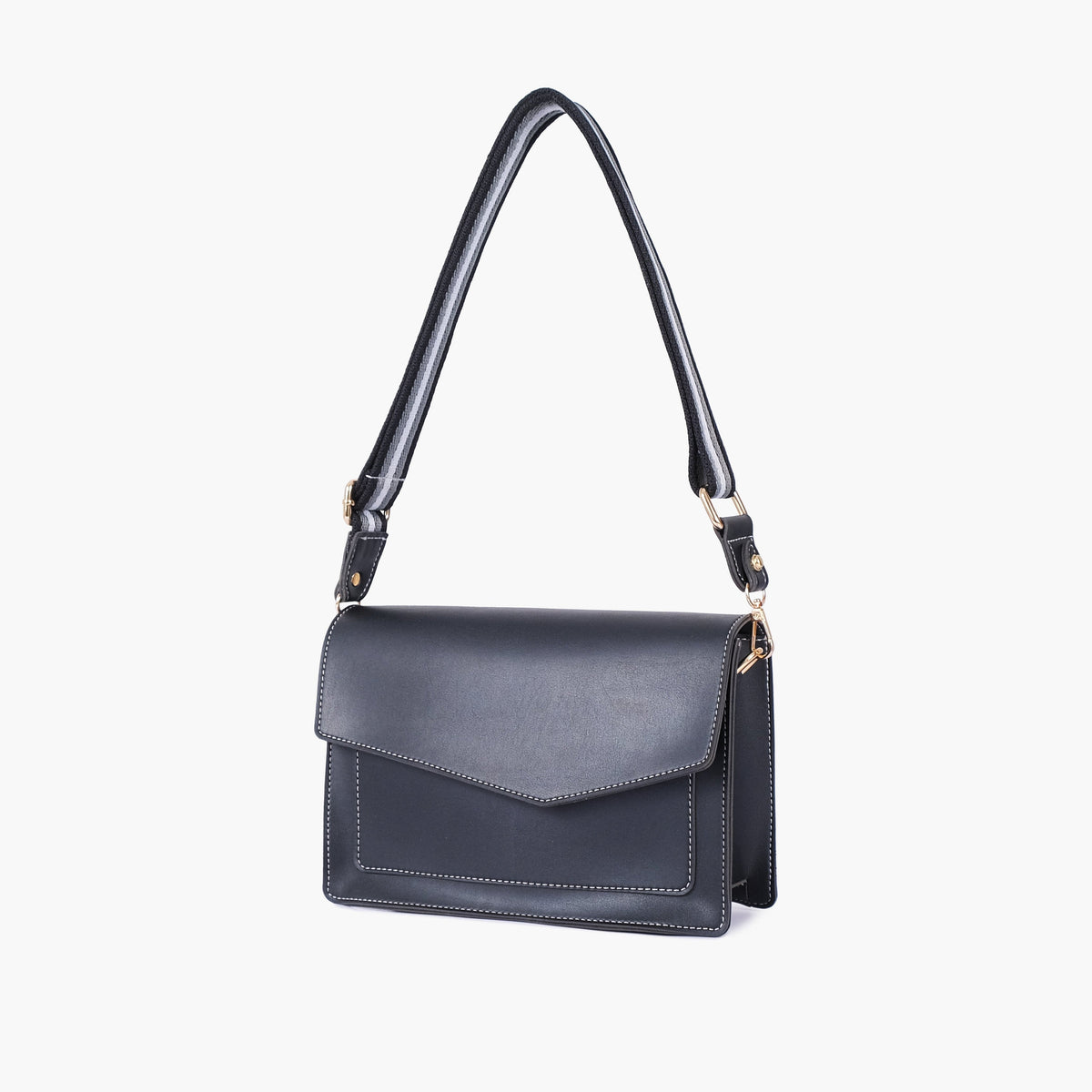 Black half flap cross-body bag