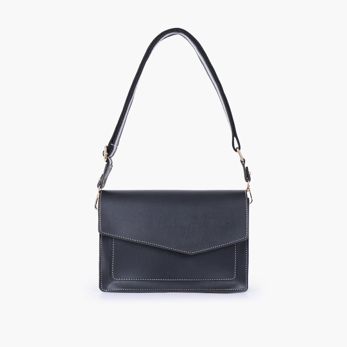 Black half flap cross-body bag