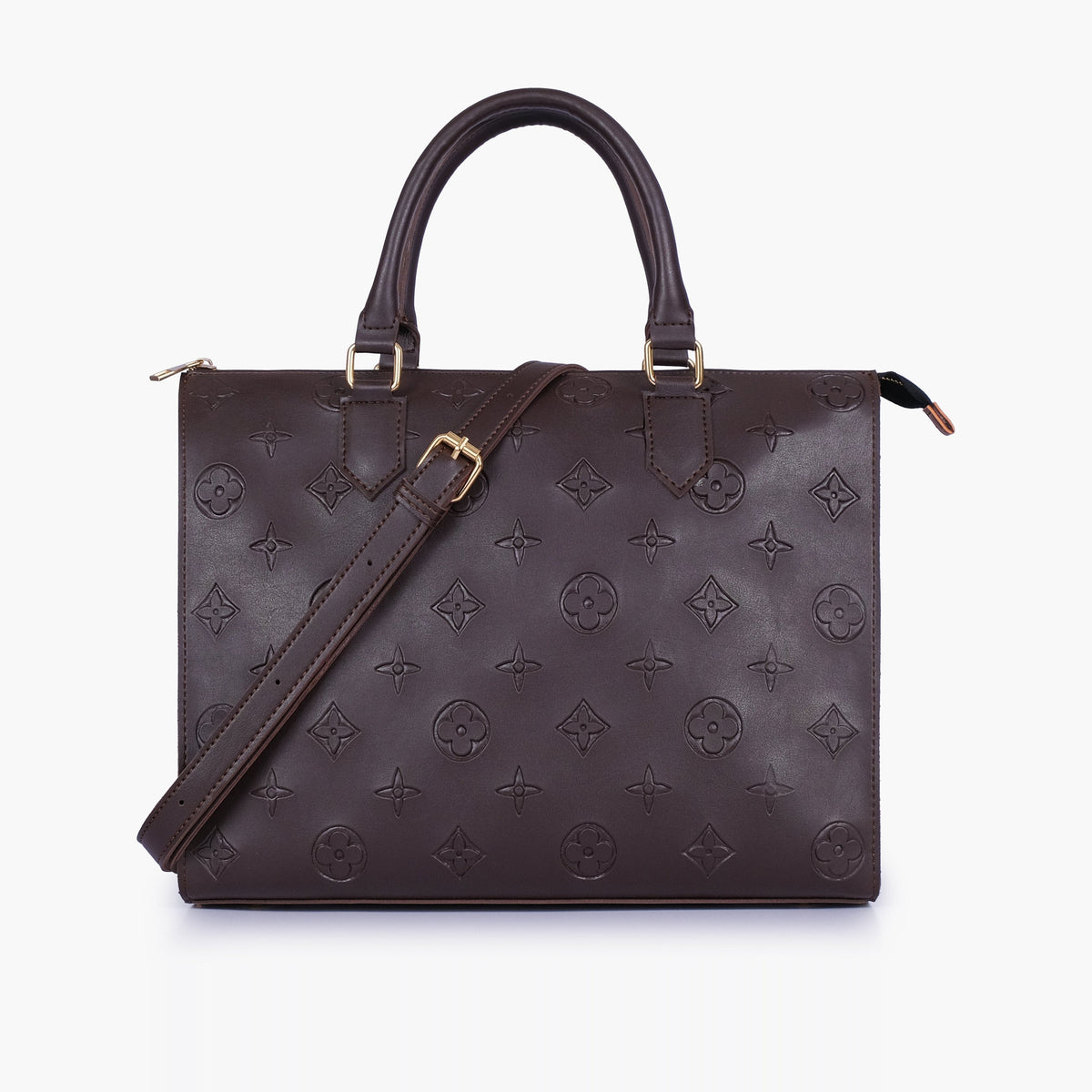Dark brown on-the-go handbag