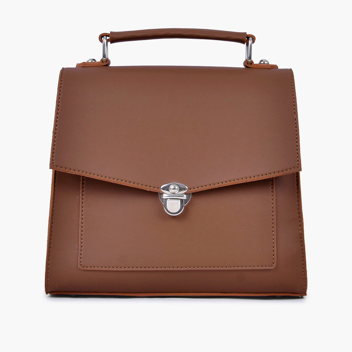 Brown push-lock messenger bag