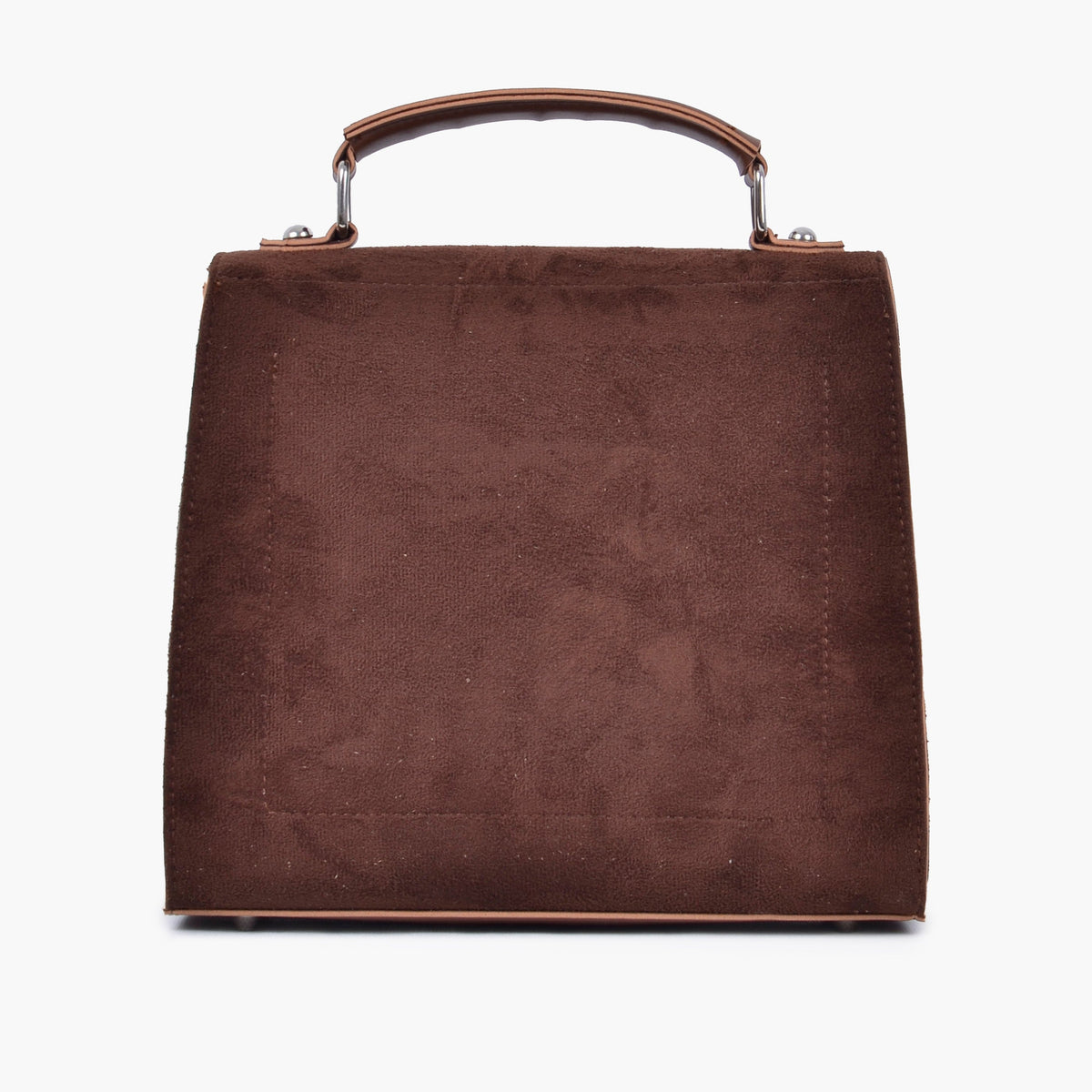 Brown suede push-lock messenger bag