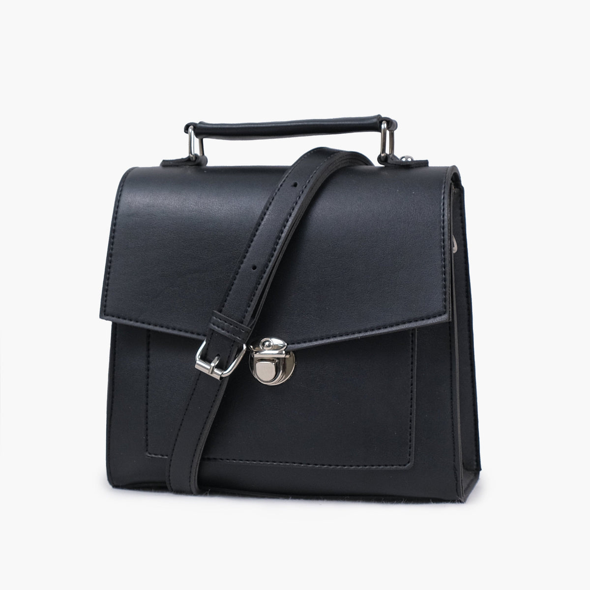 Black push-lock messenger bag