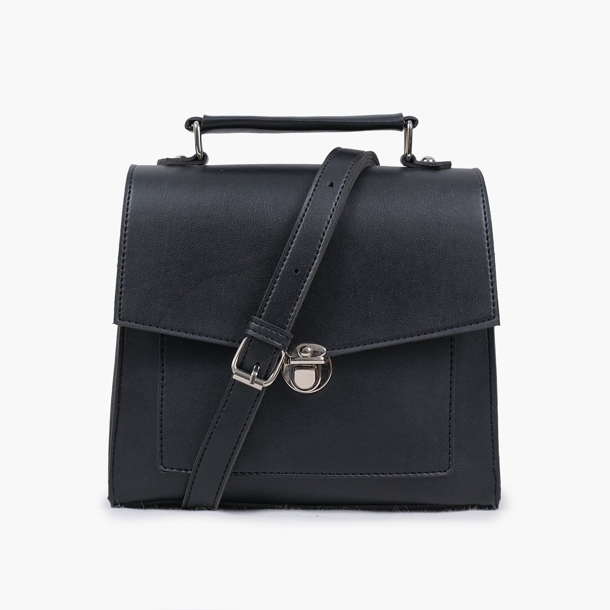 Black push-lock messenger bag