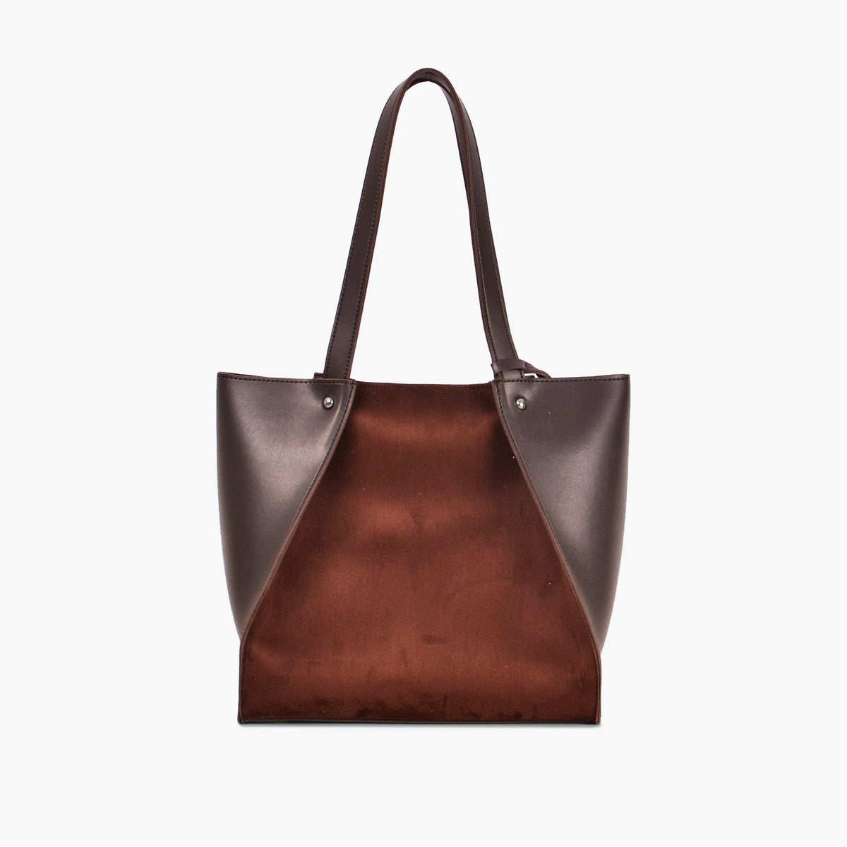 Dark brown suede shopping tote bag