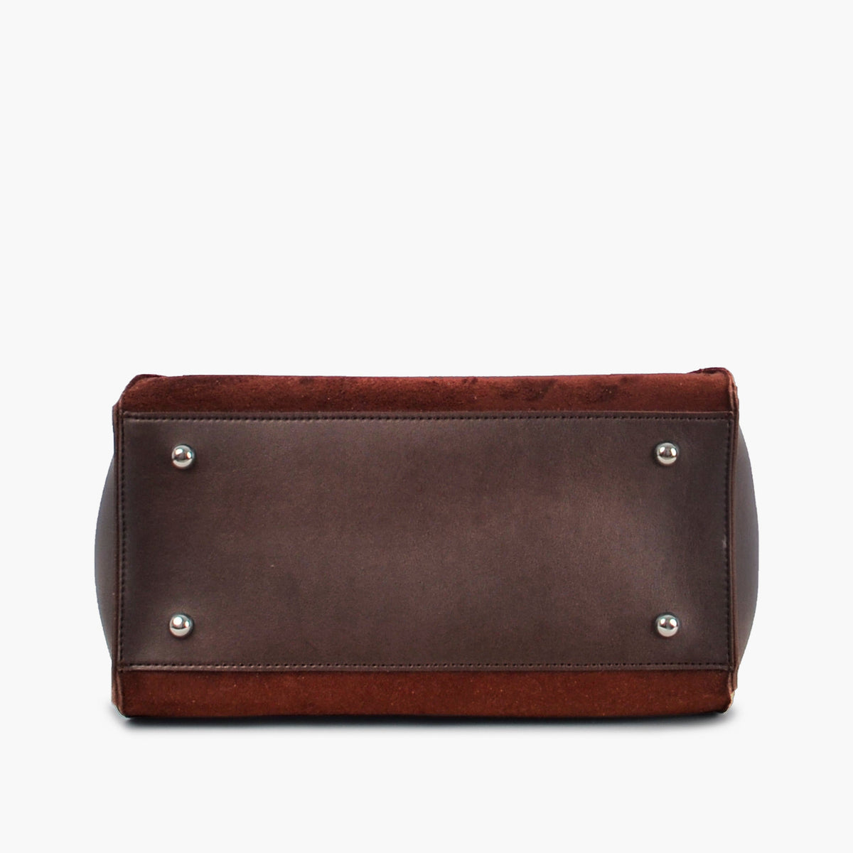 Dark brown suede shopping tote bag