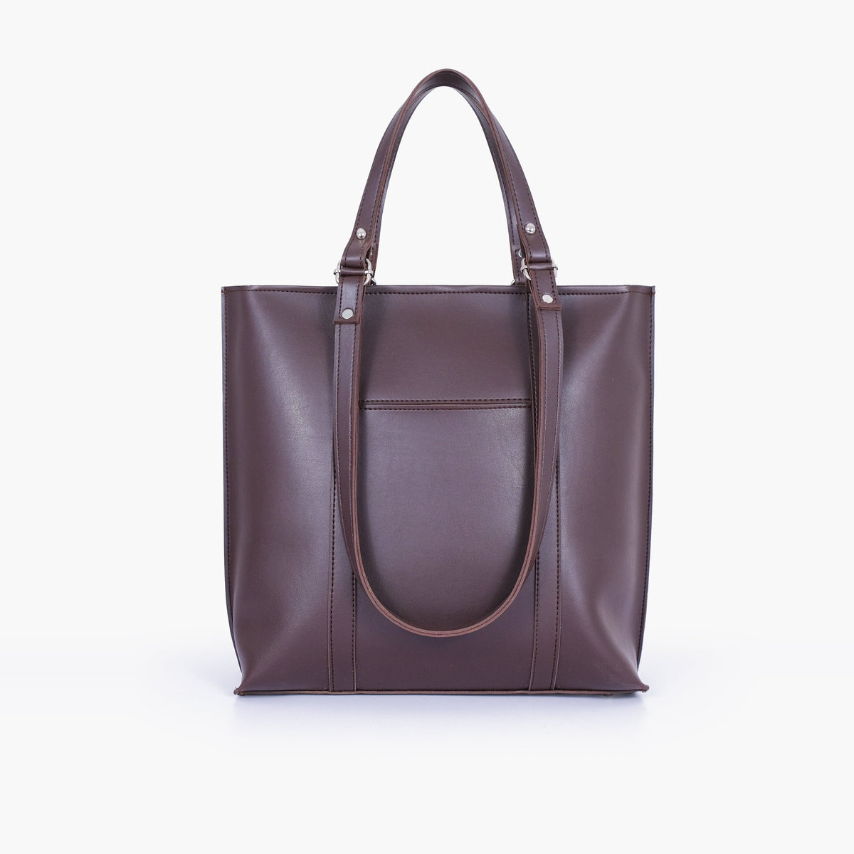 Dark brown double-handle tote bag