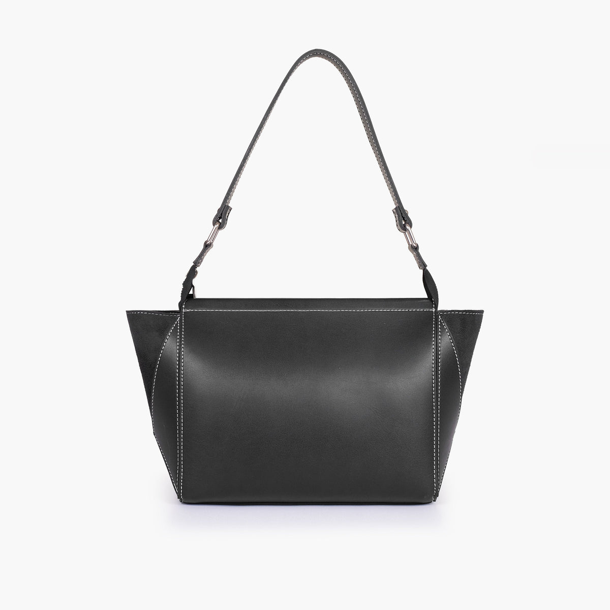 Black suede trio twist handbag