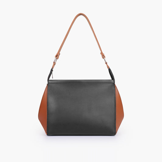 Black and brown trio twist handbag