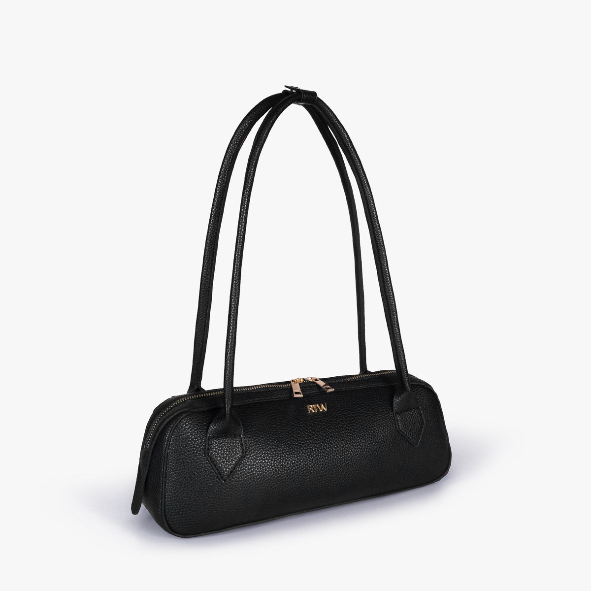 Black east-west baguette bag