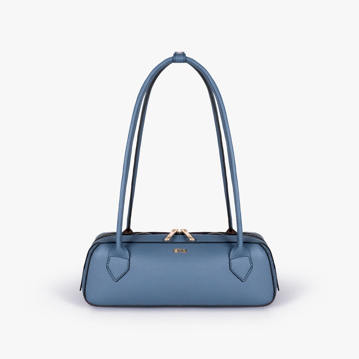 Blue east-west baguette bag