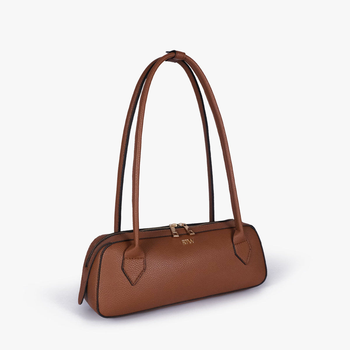 Brown east-west baguette bag