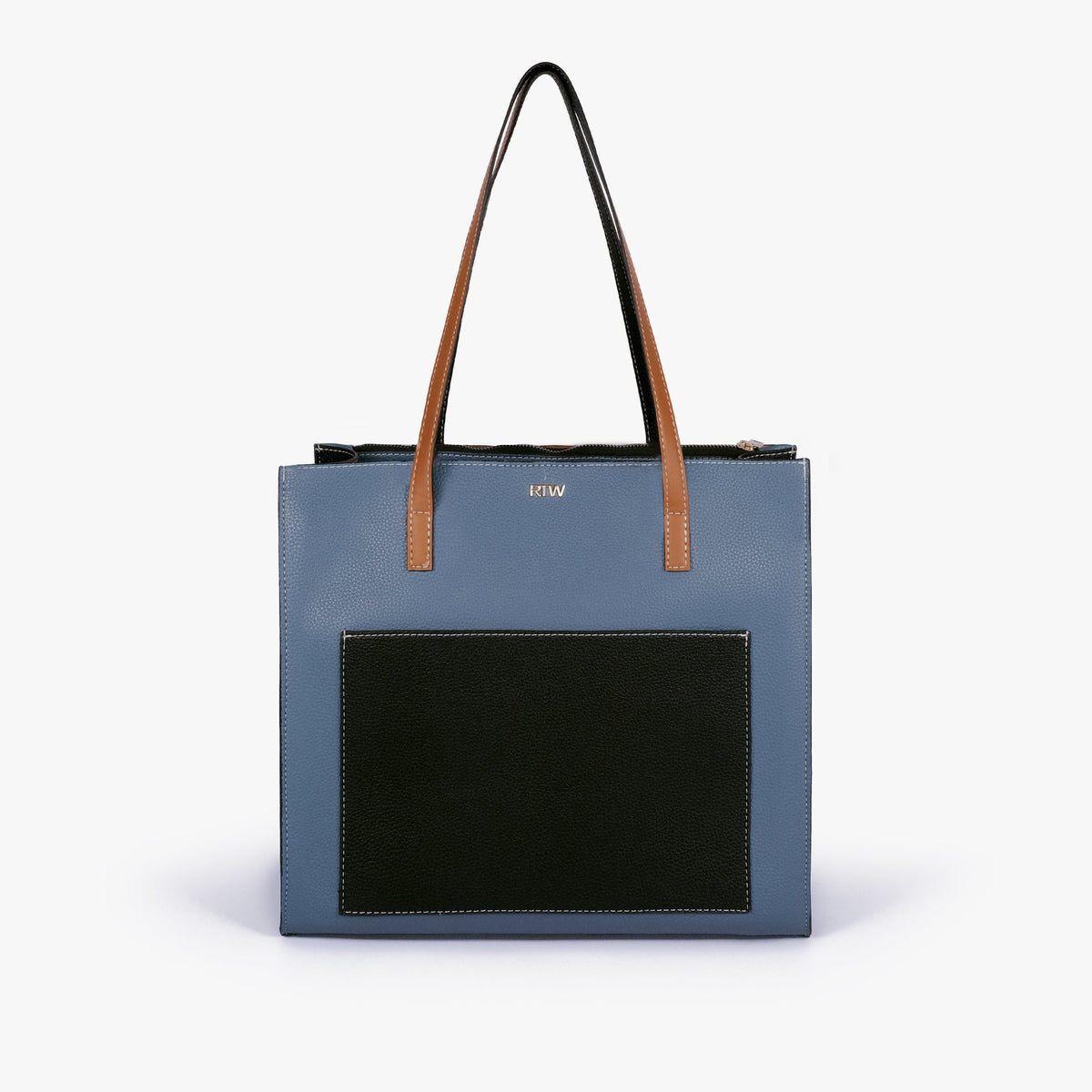 Indigo color blocking tote