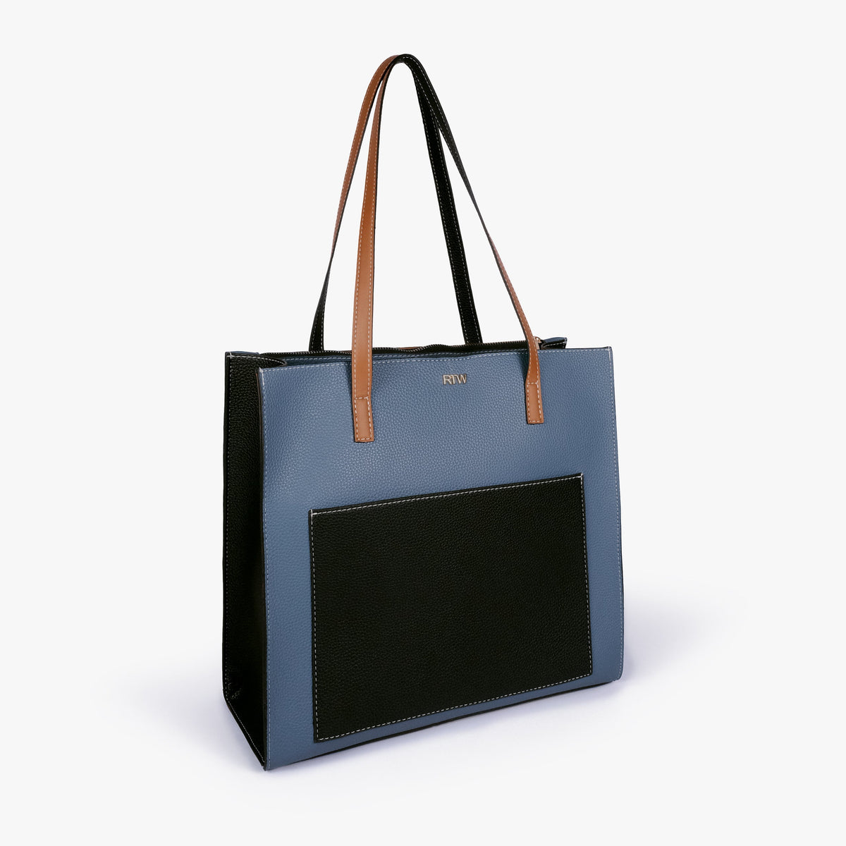 Indigo color blocking tote