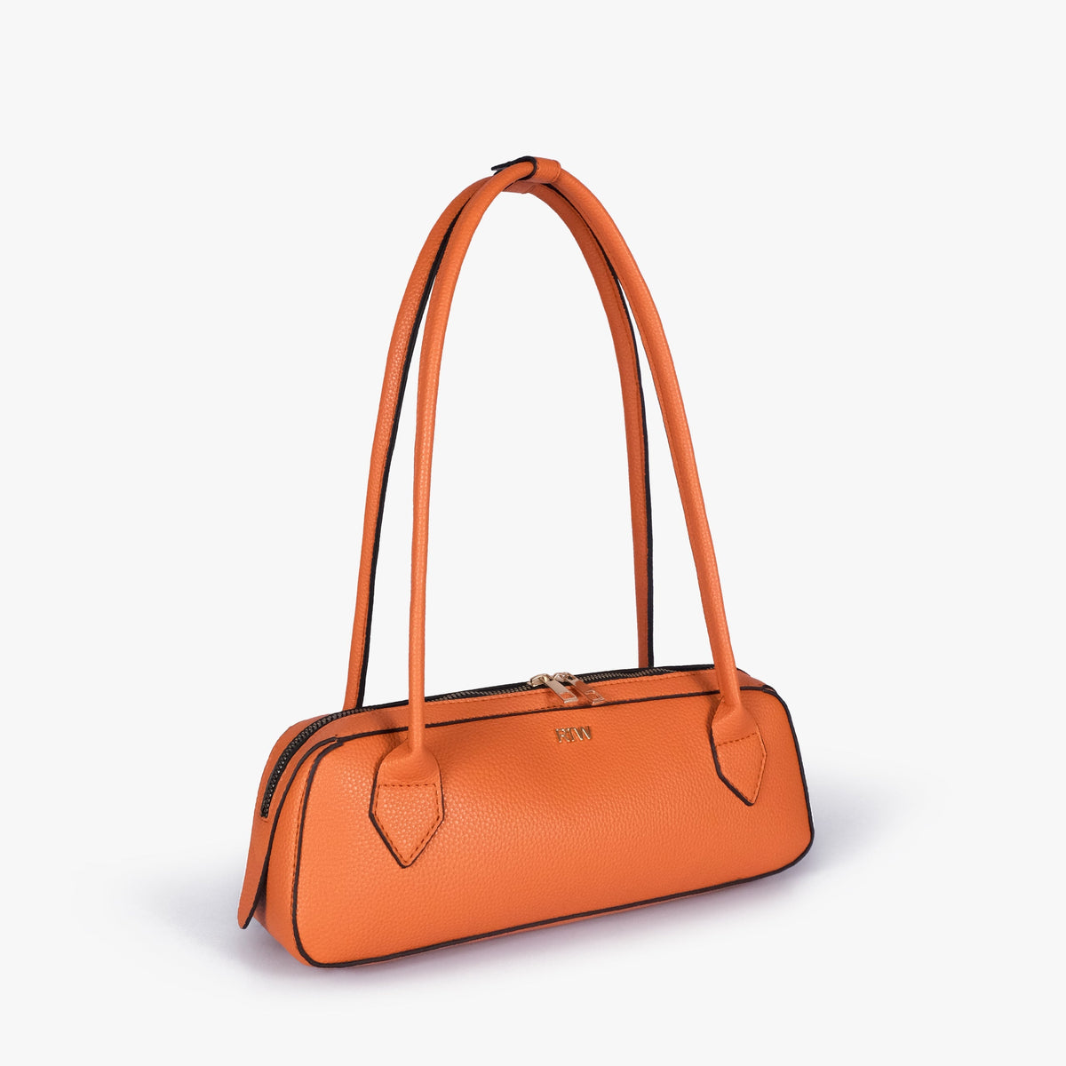 Orange east-west baguette bag