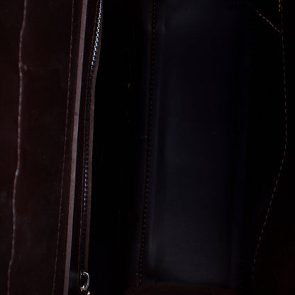 Dark brown suede adventure backpack