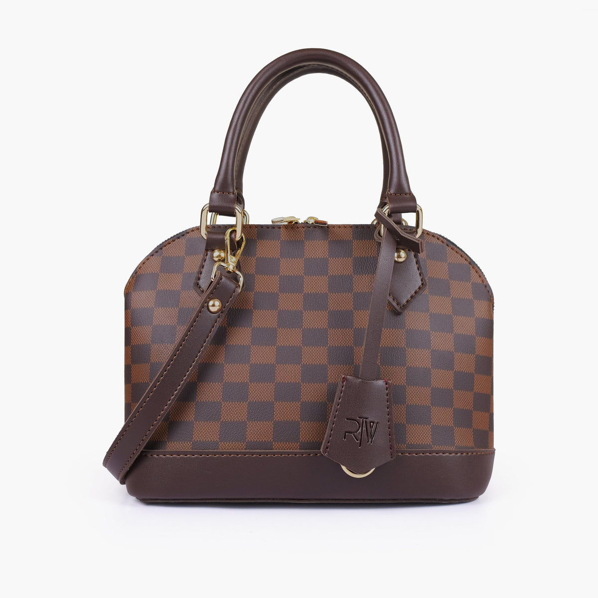 Dark brown dome satchel handbag