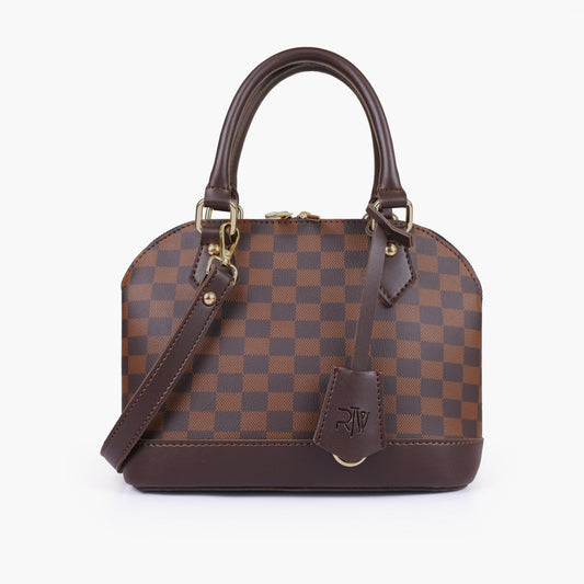 Dark brown dome satchel handbag