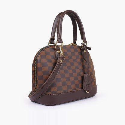 Dark brown dome satchel handbag