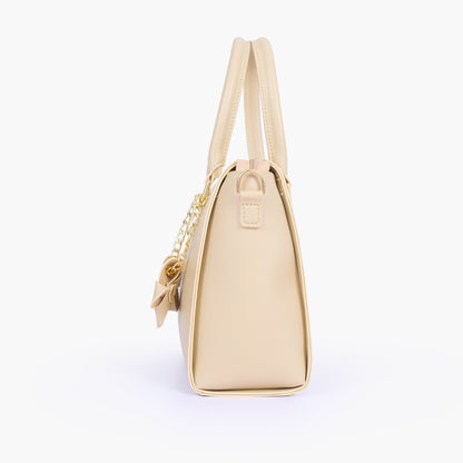 Off-white handbag with flower charm