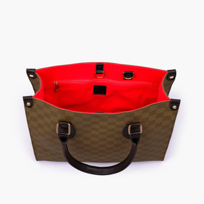 Brown checkered everywear handbag