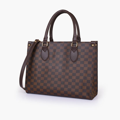 Dark brown checkered everywear handbag
