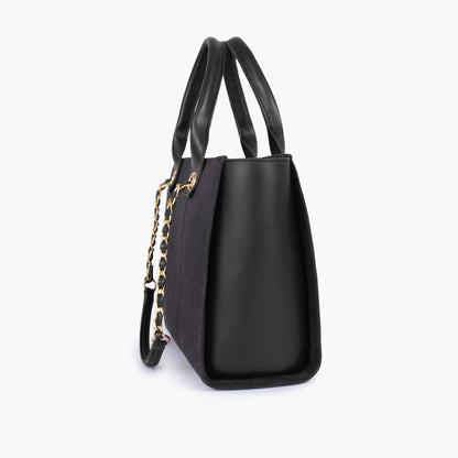 Black chain handle tote