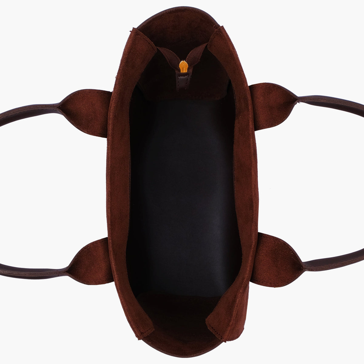 Dark brown suede chain handle tote