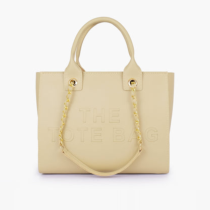 Off-white chain handle tote