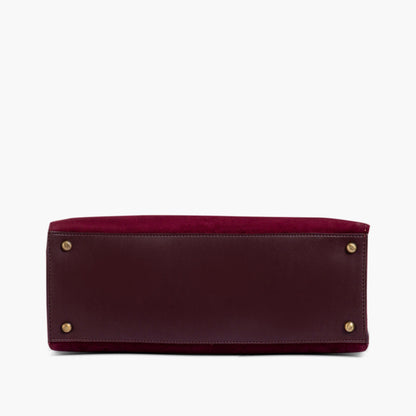 Burgundy suede workplace handbag