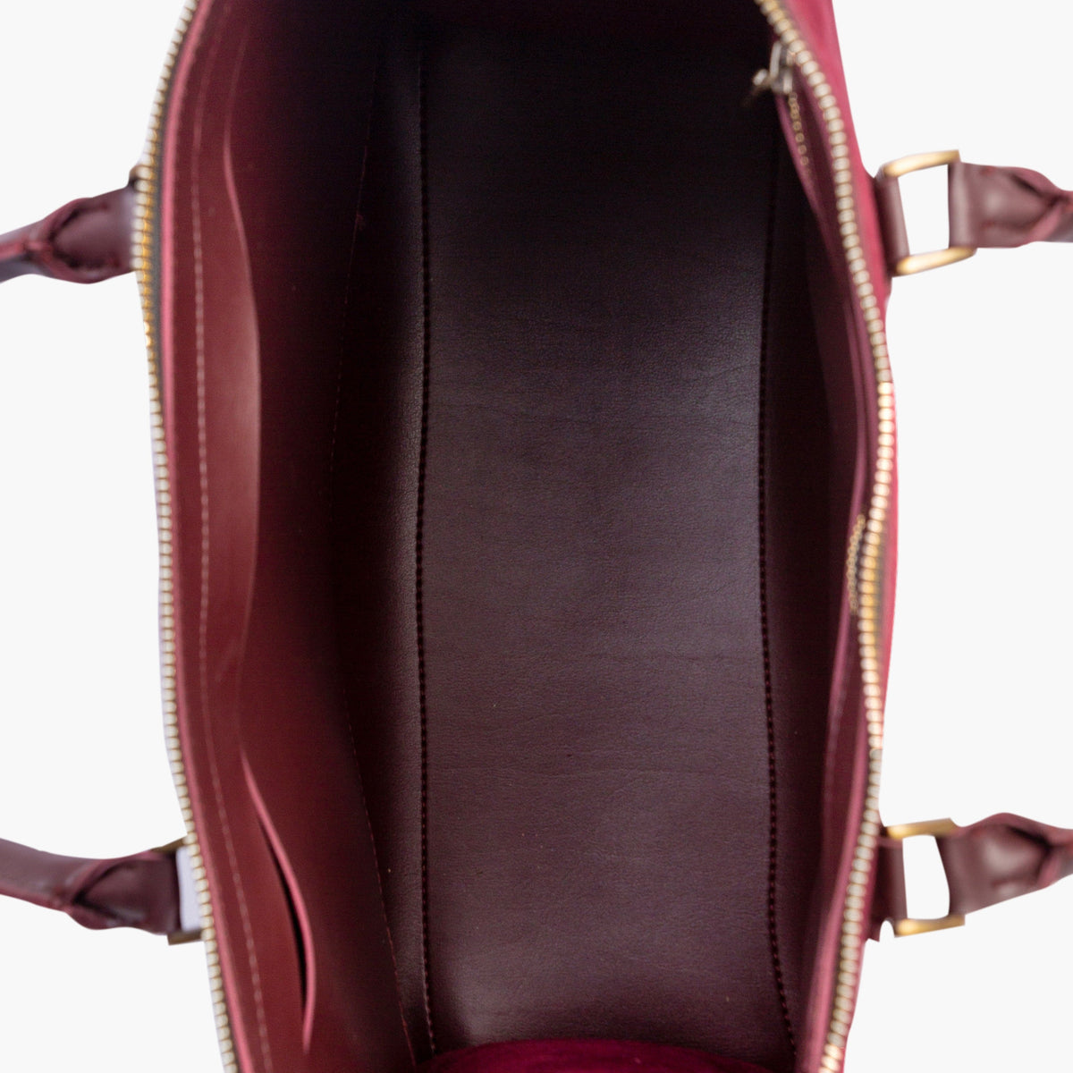Burgundy suede workplace handbag