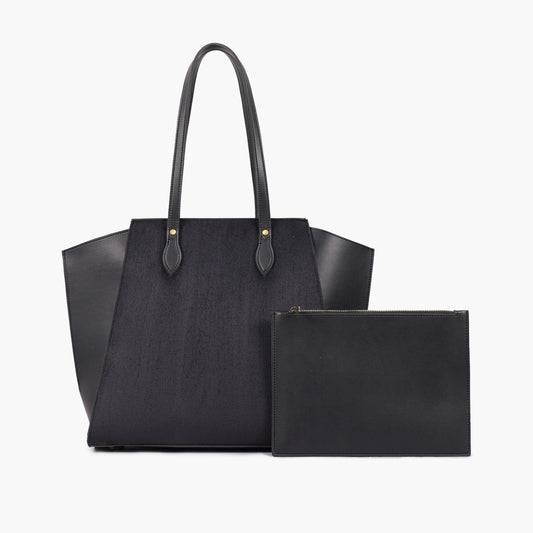 Black suede classic tote bag