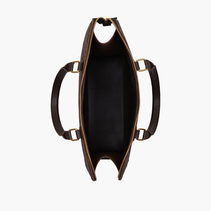 Dark brown checkered on-the-go handbag