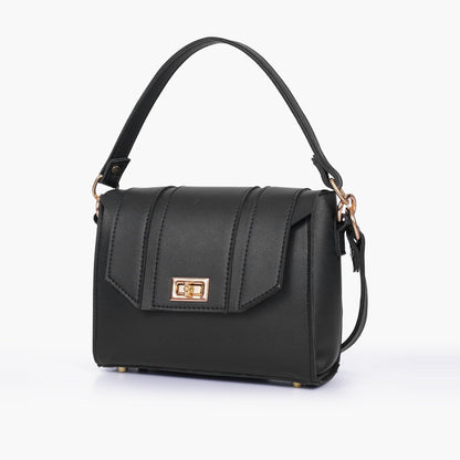 Black compact top-handle cross-body bag