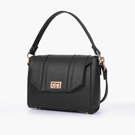 Black compact top-handle cross-body bag