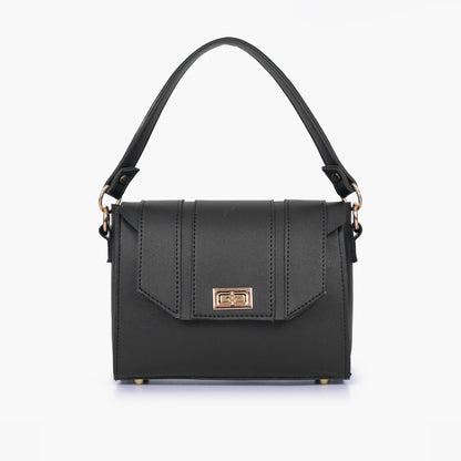 Black compact top-handle cross-body bag