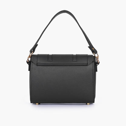 Black compact top-handle cross-body bag