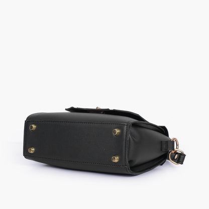Black compact top-handle cross-body bag
