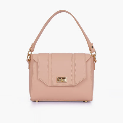 Peach compact top-handle cross-body bag