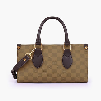 Brown checkered on-the-go mini bag