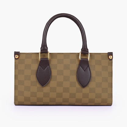 Brown checkered on-the-go mini bag