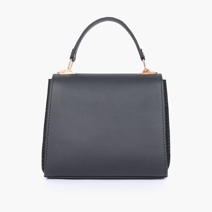 Black criss-cross top-handle bag